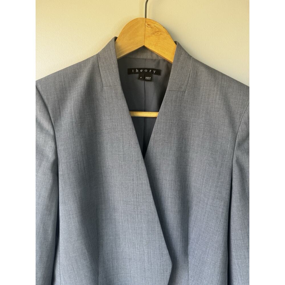 THEORY Lanai Tailor Edition 5 Wool Open Blazer Jacket Gray Women Size 6 Slim Fit - Picture 3 of 12